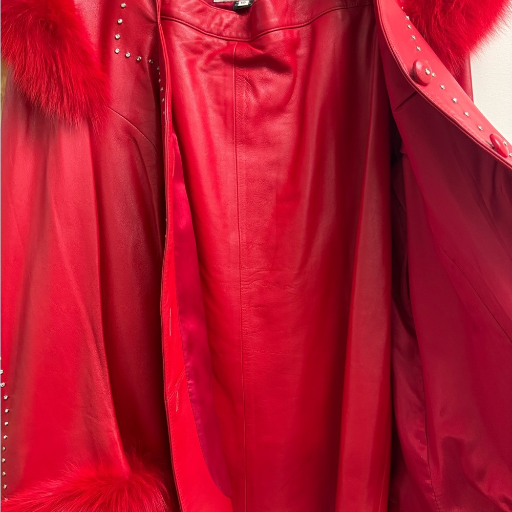 Red Faux Fur Trimmed Jacket‎ - Picture 4 of 4
